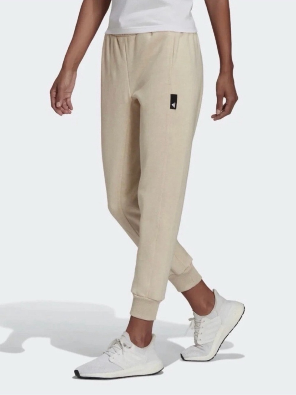 adidas Beige Fleece-Lined Sweatpants